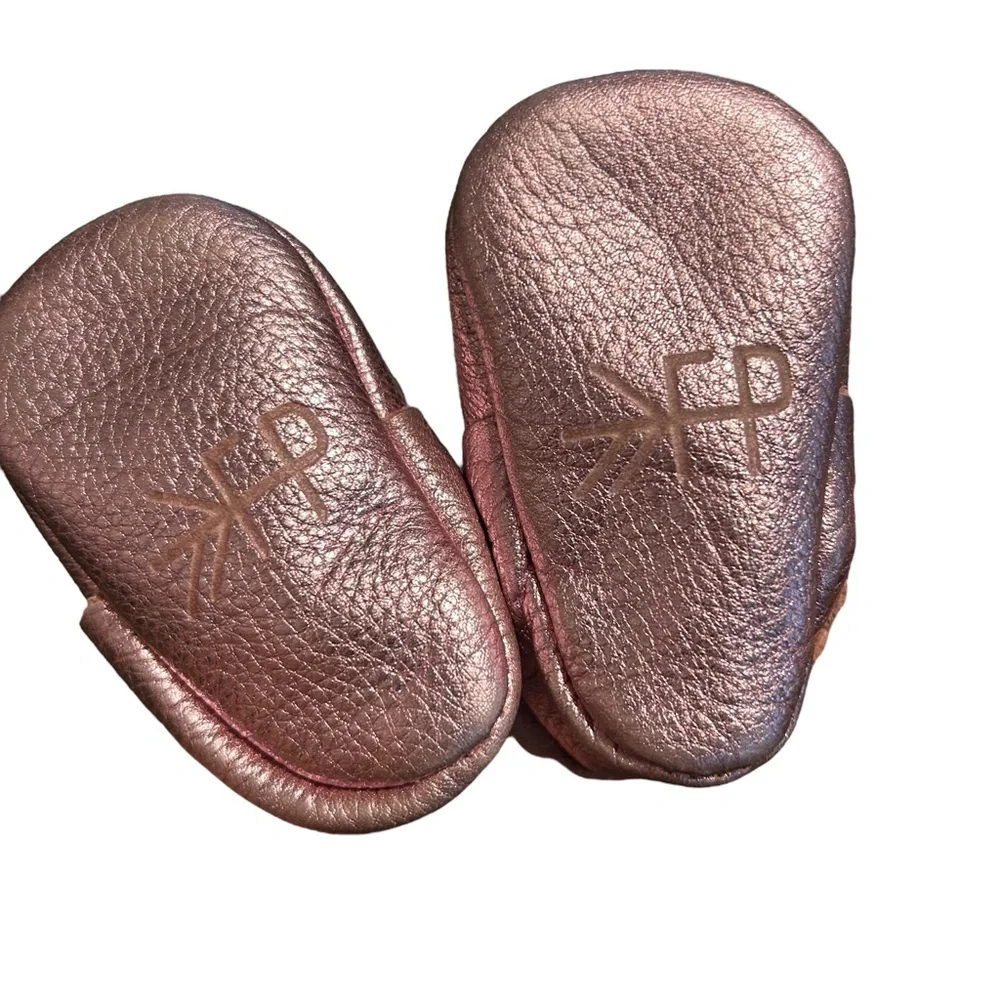 Freshly‎ picked 1 bow baby shoe mosaic metallic pink leather soft sole bootie